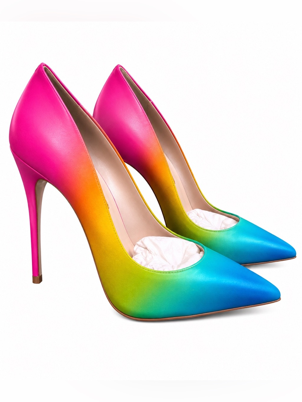 Bright Multicolor Gradient Pointed-Toe Stiletto Pumps